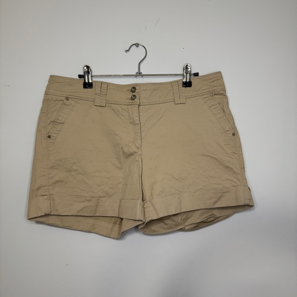 White House Black Market Khaki Chino Shorts Size 8 - Picture 1 of 9